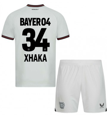 Bayer Leverkusen Granit Xhaka #34 Borta Kläder Barn 2023-24 Kortärmad (+ Korta byxor)